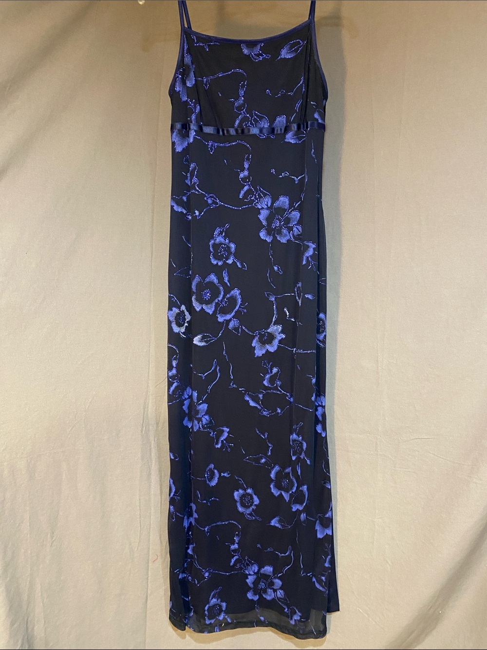 Candy Rocket 90’s Black & Blue Floral Slip Dress